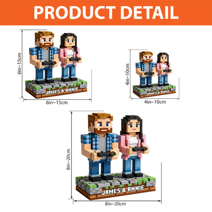 Game Couple, Couple Gift Idea - Personalized Block World Custom Shaped Acrylic Plaque