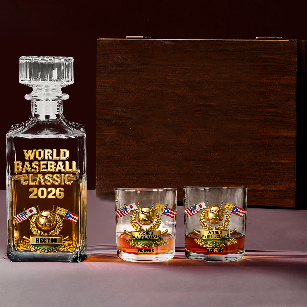The World Baseball 2026 - Personalized Baseball Whiskey Decanter Set