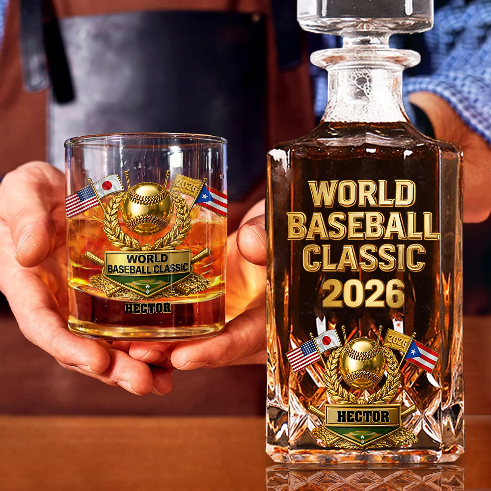 The World Baseball 2026 - Personalized Baseball Whiskey Decanter Set