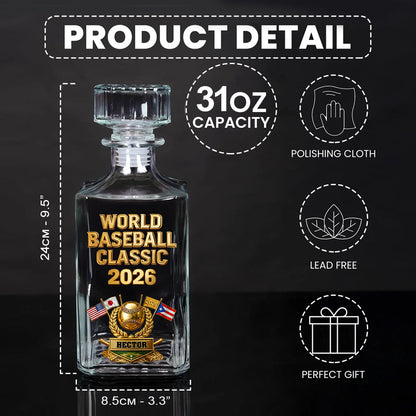 The World Baseball 2026 - Personalized Baseball Whiskey Decanter Set