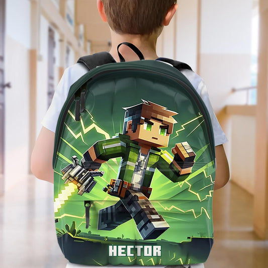 Gift For Block World Loving Kid - Personalized Block World Backpack