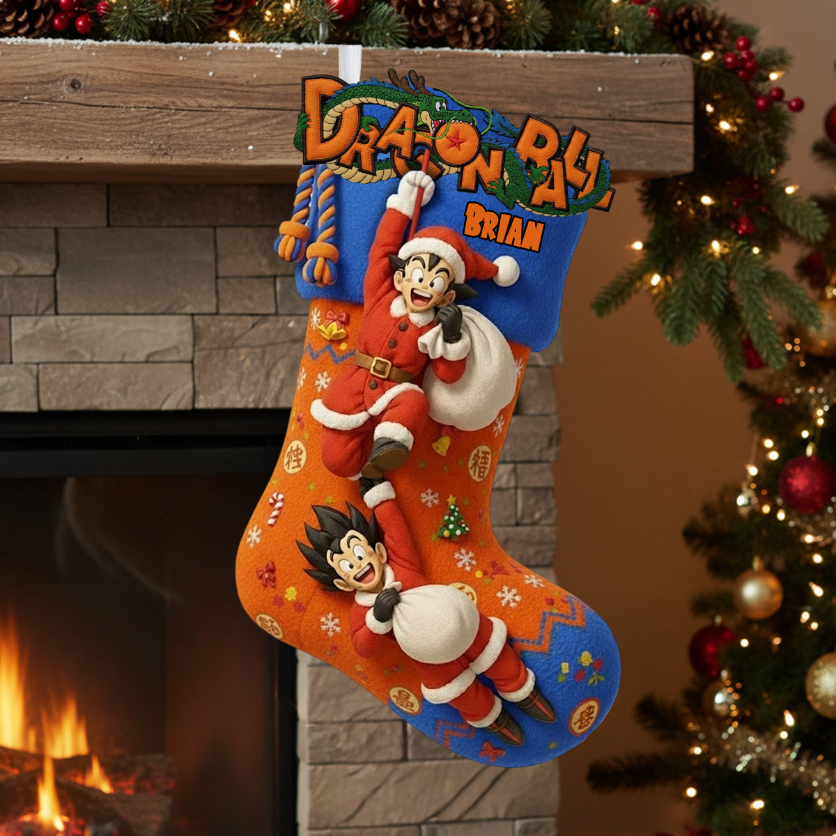 Dragon Anime Balls Christmas - Personalized Seven Balls Shaped Christmas Stocking