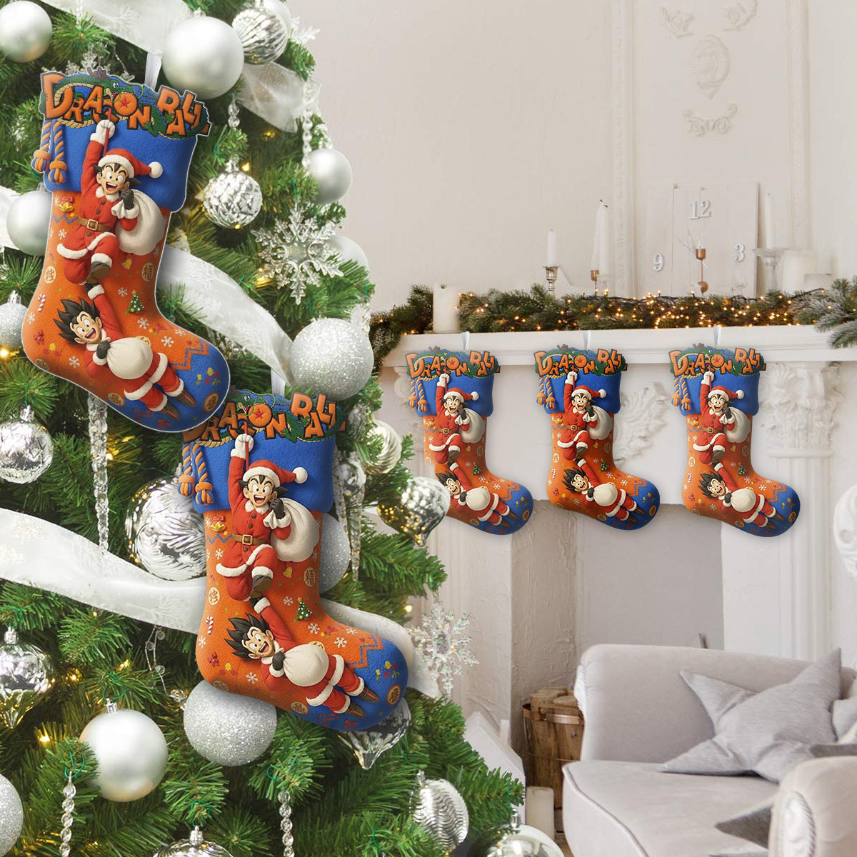 Dragon Anime Balls Christmas - Personalized Seven Balls Shaped Christmas Stocking