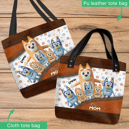 Best Mom Ever - Personalized Blue Dog Tote Bag