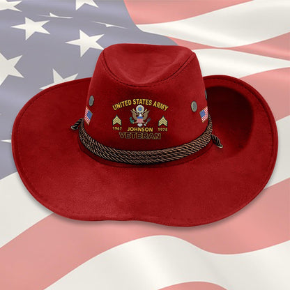 Strong Veteran - Personalized Veteran Wide Brim Cowboy Hat