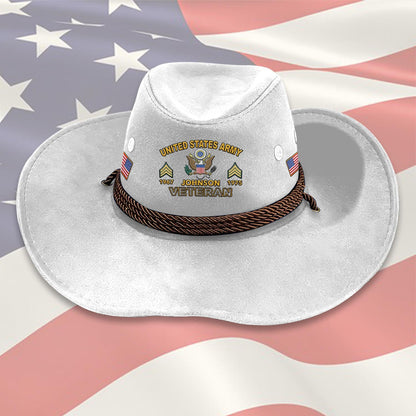Strong Veteran - Personalized Veteran Wide Brim Cowboy Hat