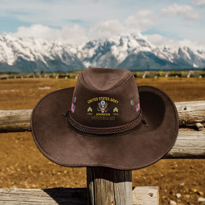 Strong Veteran - Personalized Veteran Wide Brim Cowboy Hat