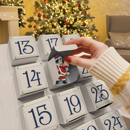 Blue Dog Family Christmas Gift - Personalized Bluey Folded Advent Calendar With Ornaments