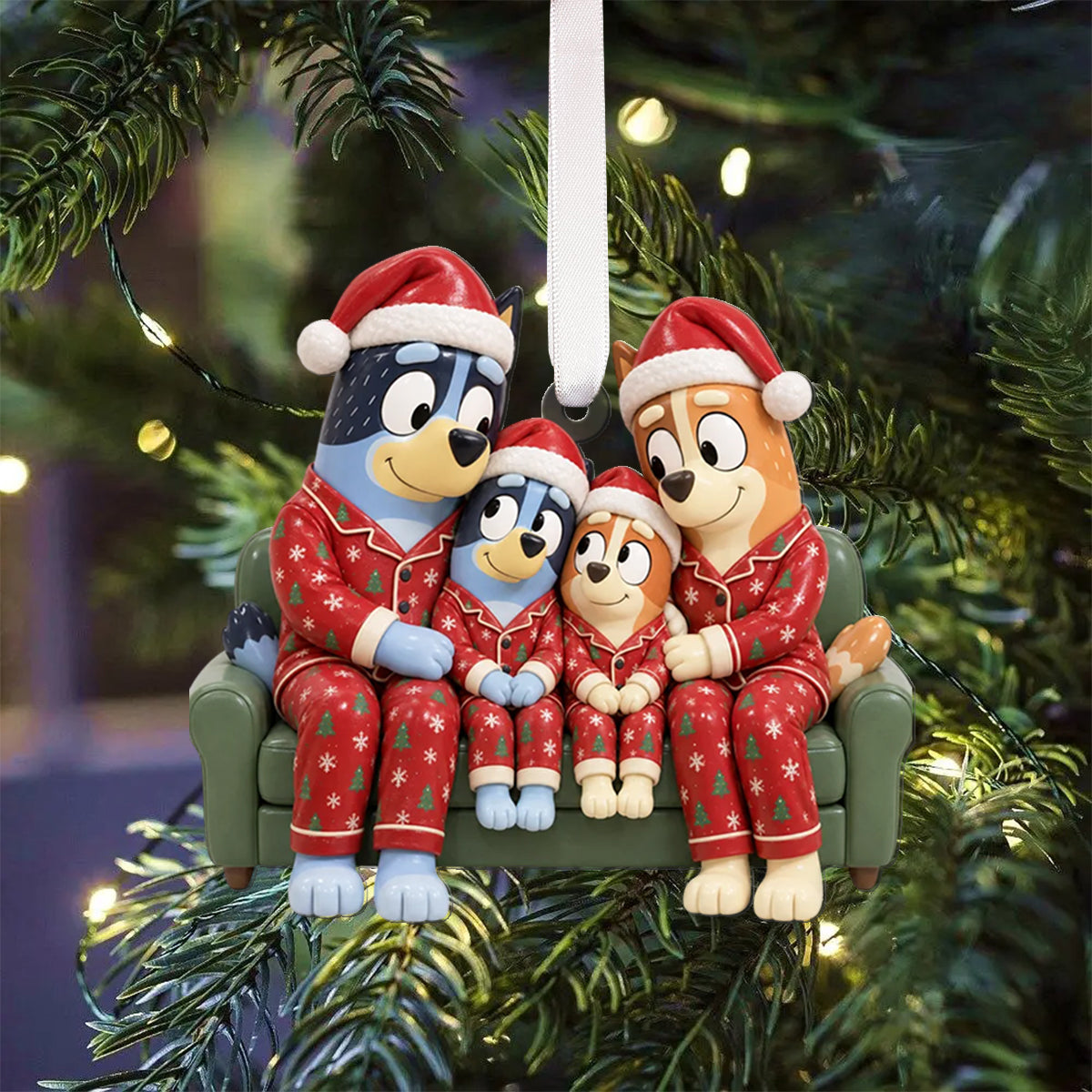 Blue Dog Family Christmas Gift - Personalized Bluey Folded Advent Calendar With Ornaments