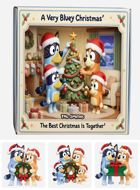 Blue Dog Family Christmas Gift - Personalized Bluey Folded Advent Calendar With Ornaments