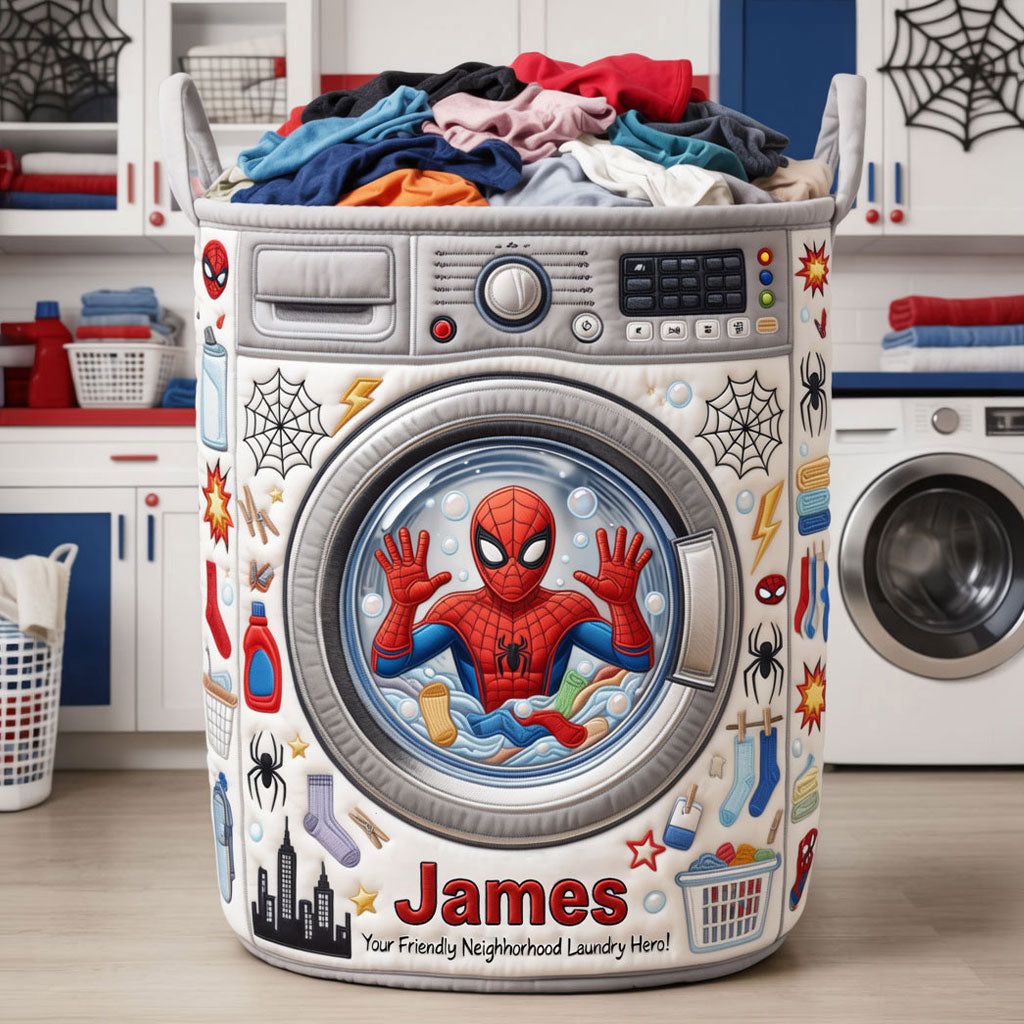 Your Friendly Neighborhood Laundry Hero! - Personalized Spider Storage Basket