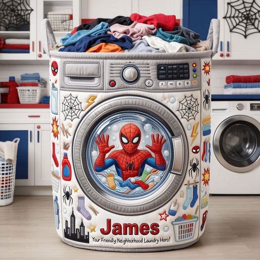 Your Friendly Neighborhood Laundry Hero! - Personalized Spider Storage Basket