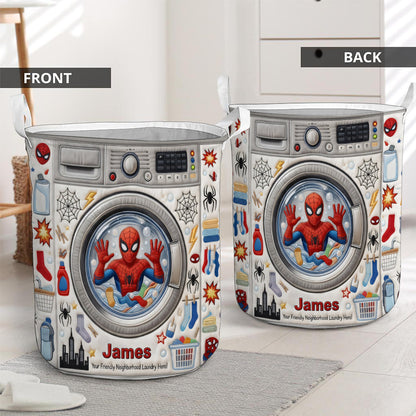 Your Friendly Neighborhood Laundry Hero! - Personalized Spider Storage Basket