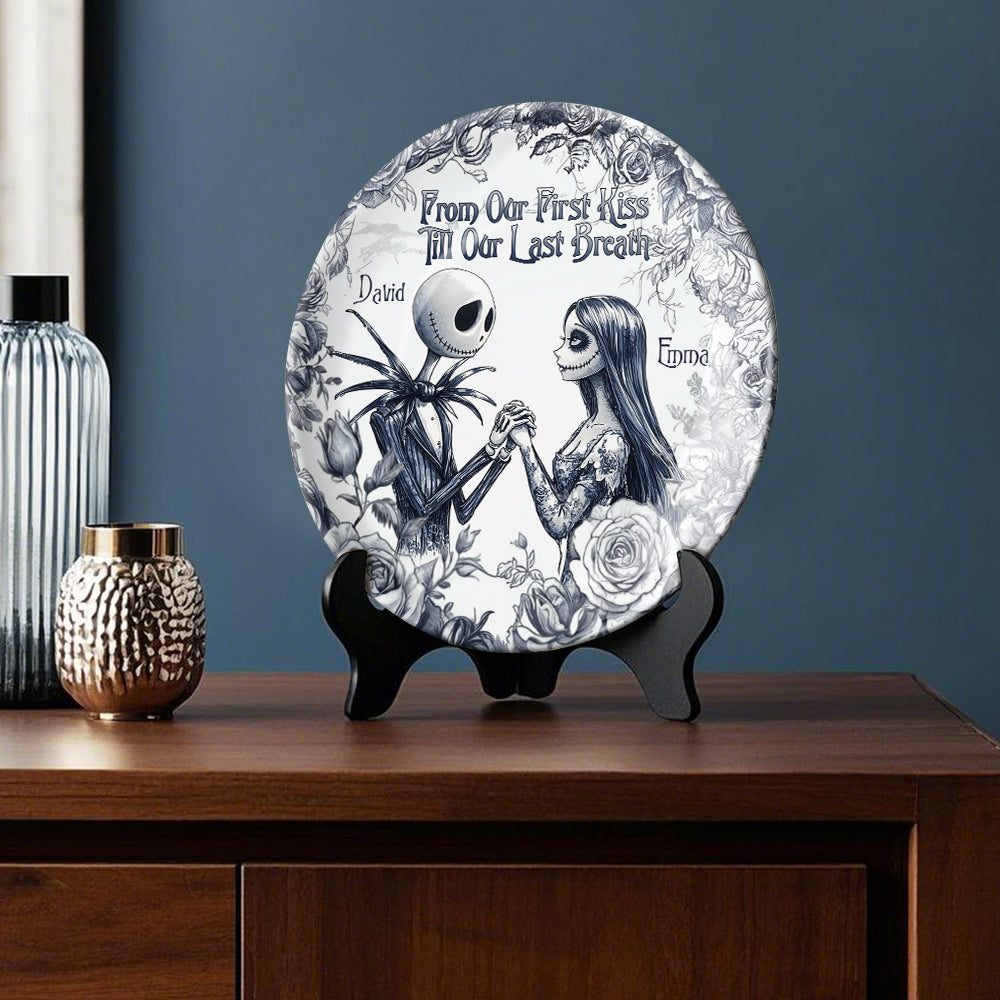 From Our First Kiss Till Our Last Breath - Personalized Nightmare Ceramic Round Plate