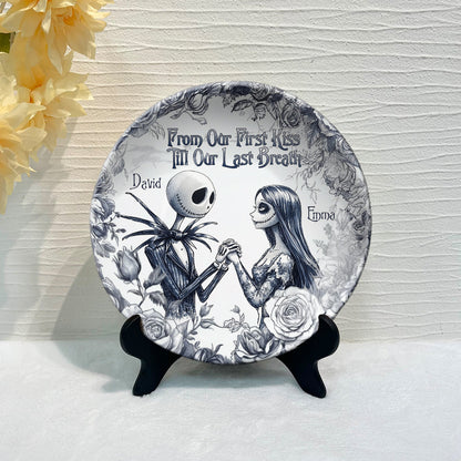 From Our First Kiss Till Our Last Breath - Personalized Nightmare Ceramic Round Plate