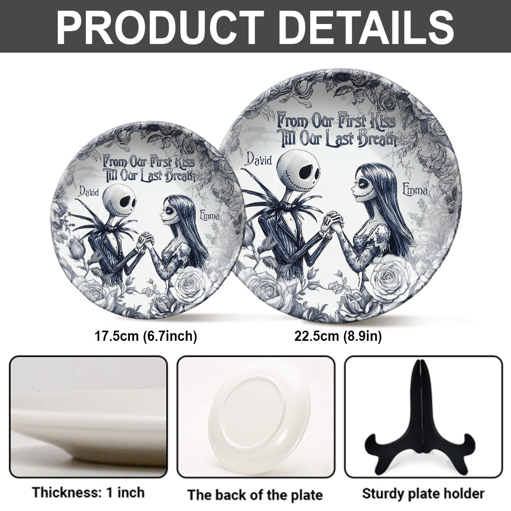 From Our First Kiss Till Our Last Breath - Personalized Nightmare Ceramic Round Plate