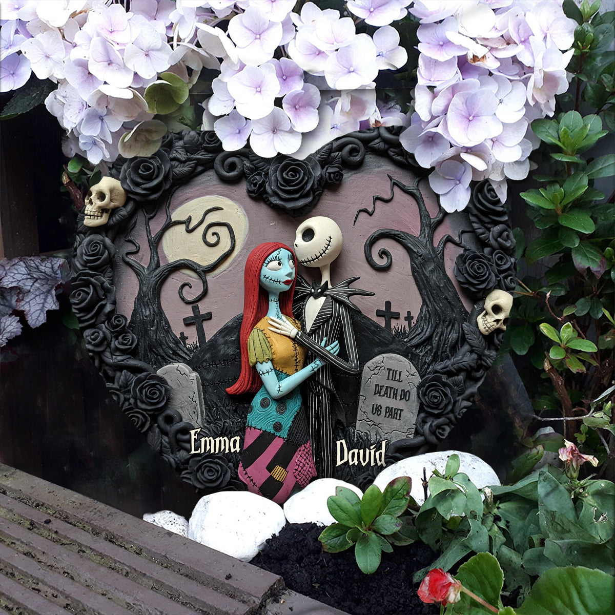 Till Death Do Us Part - Personalized Nightmare Heart Shaped Stone