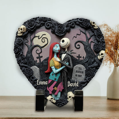 Till Death Do Us Part - Personalized Nightmare Heart Shaped Stone
