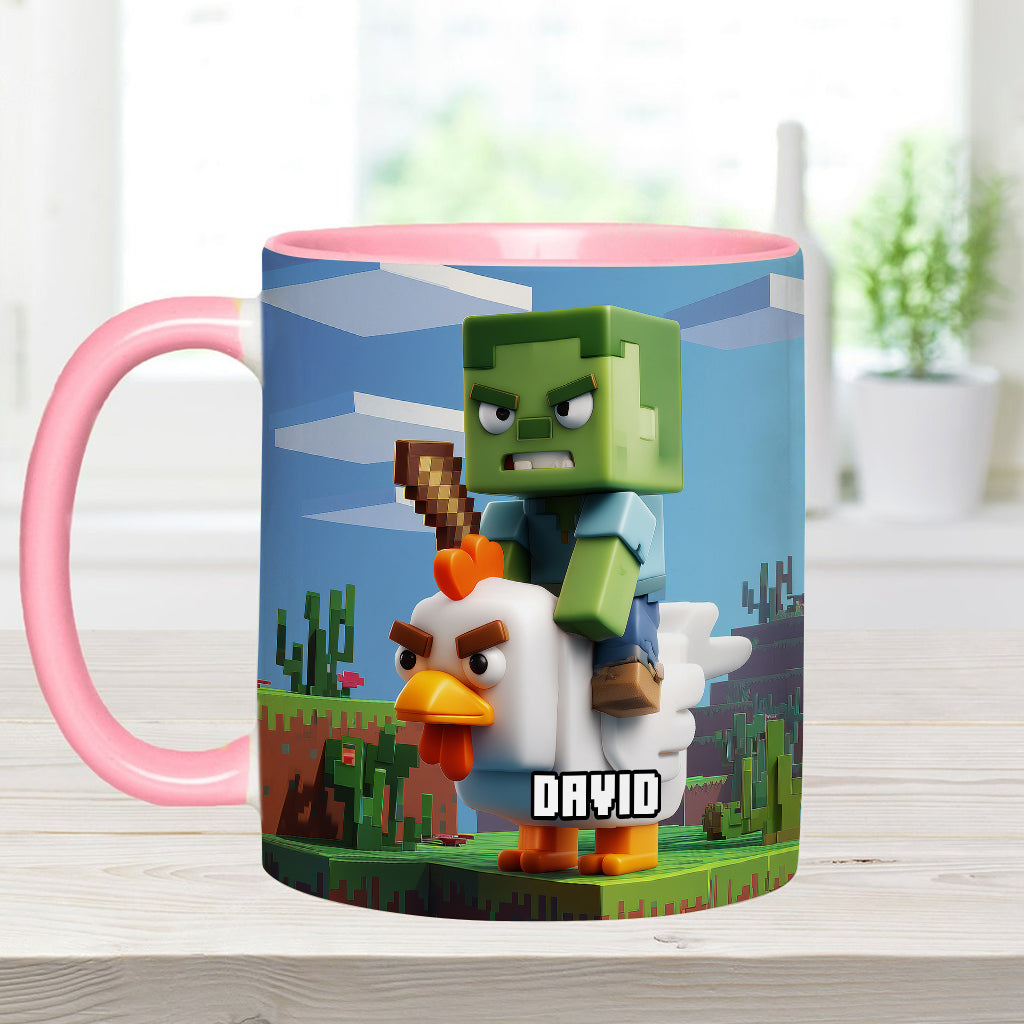 Chicken Jockey! - Personalized Block World Accent Mug