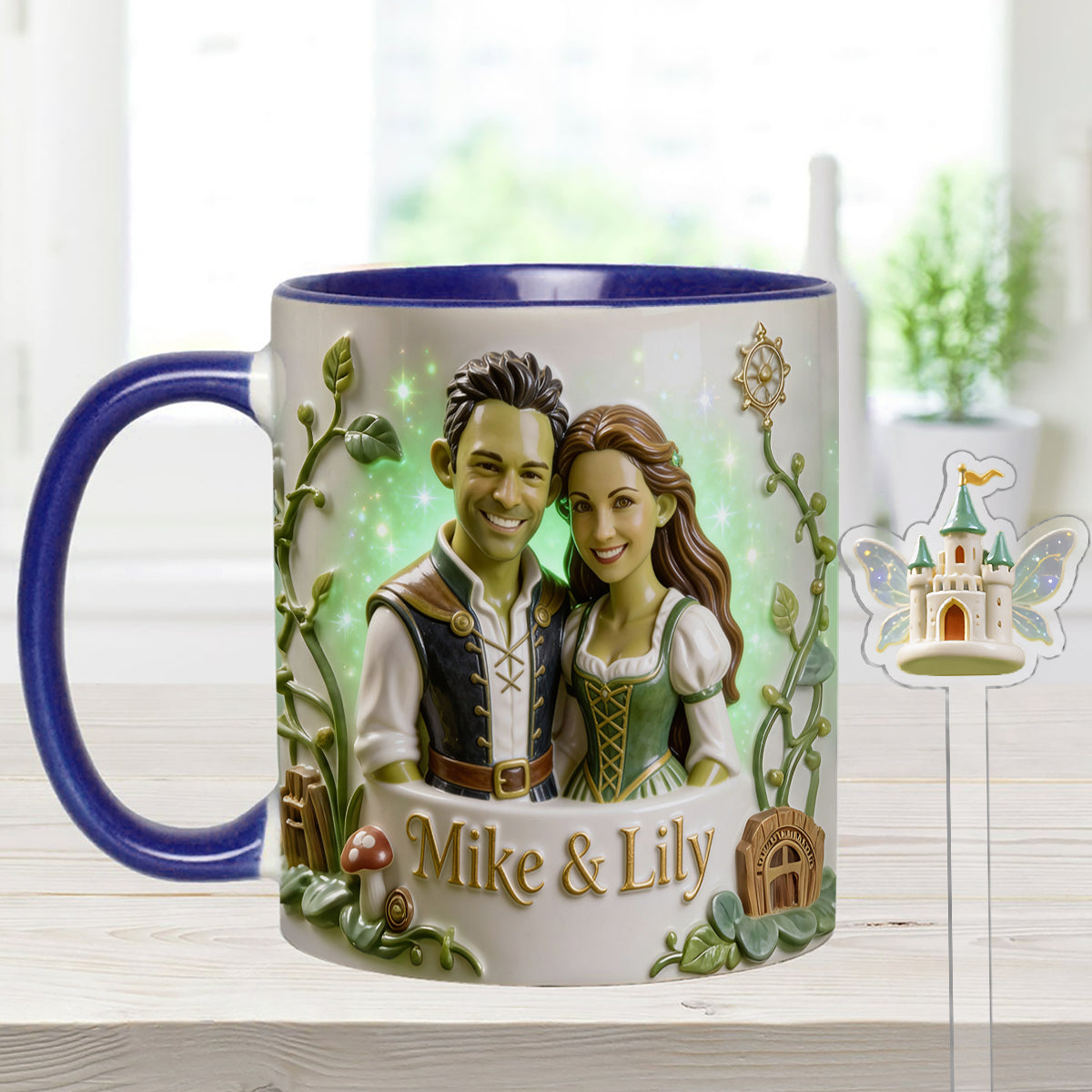 Green Ogre Character - Personalized Shrek Set Accent Mug with Acrylic Stirrers