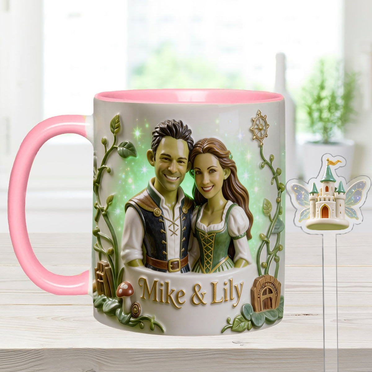 Green Ogre Character - Personalized Shrek Set Accent Mug with Acrylic Stirrers