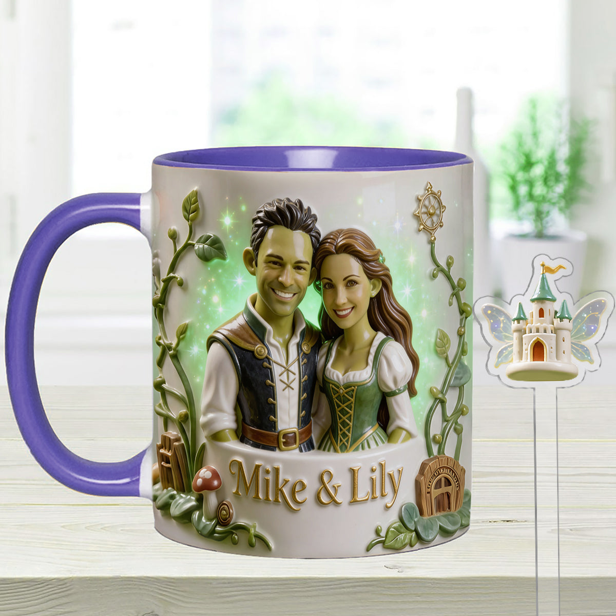 Green Ogre Character - Personalized Shrek Set Accent Mug with Acrylic Stirrers