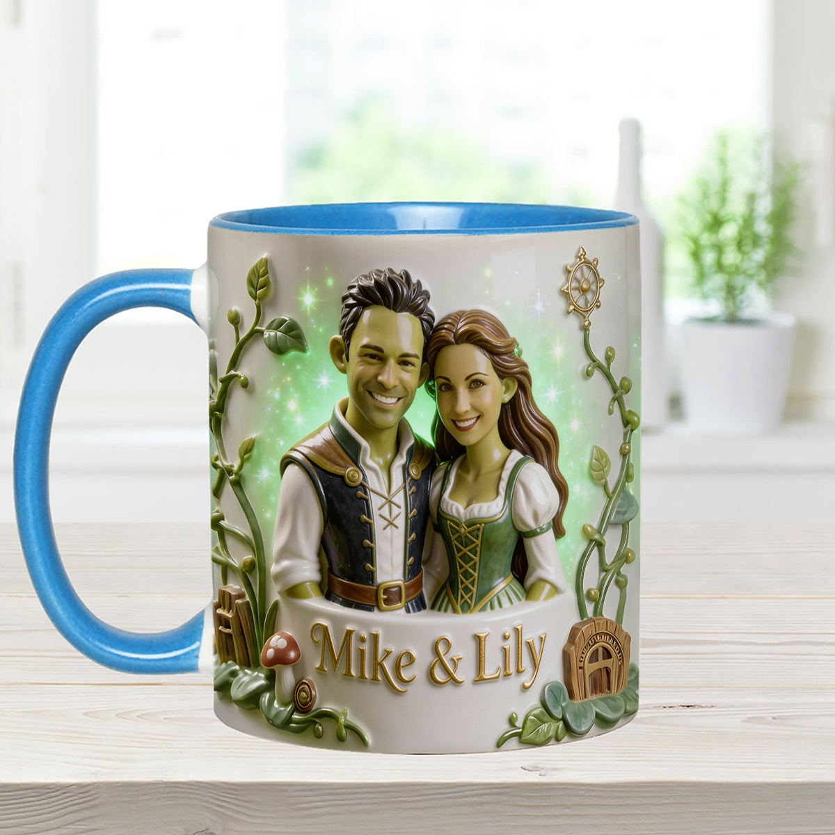 Green Ogre Character - Personalized Shrek Set Accent Mug with Acrylic Stirrers