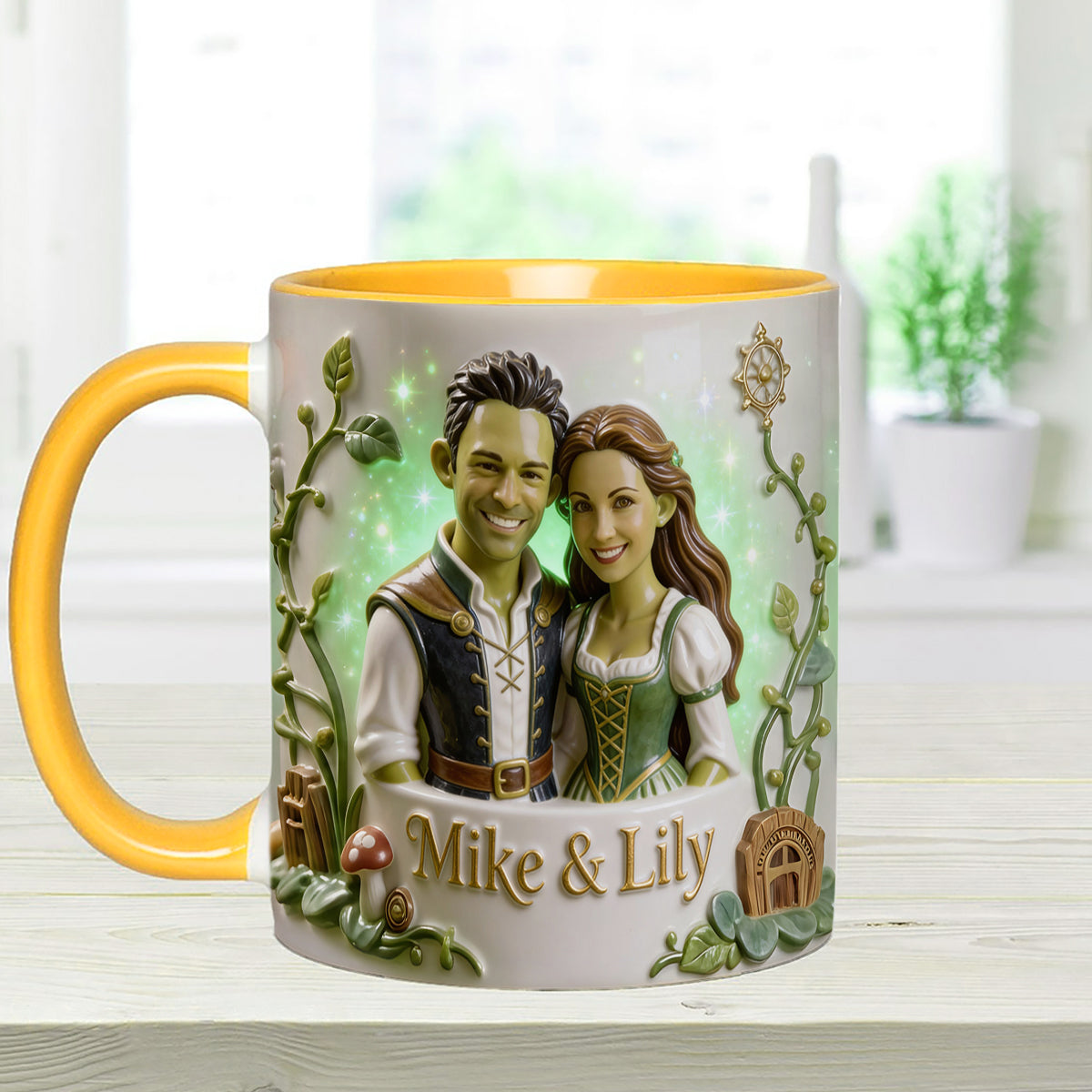 Green Ogre Character - Personalized Shrek Set Accent Mug with Acrylic Stirrers