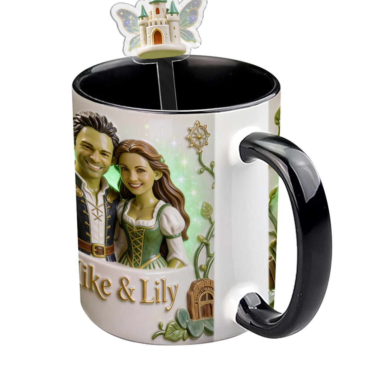 Green Ogre Character - Personalized Shrek Set Accent Mug with Acrylic Stirrers