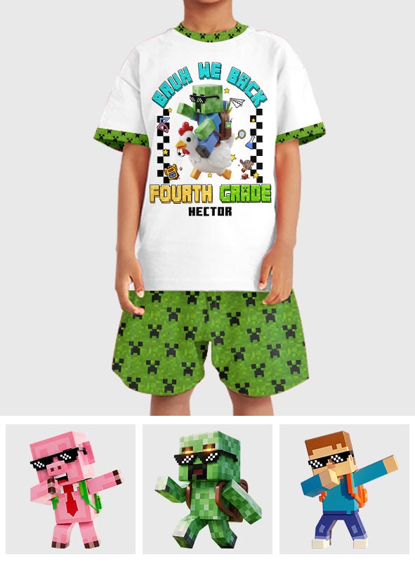 Bruh We Back - Personalized Block World Kid T-shirt & Shorts