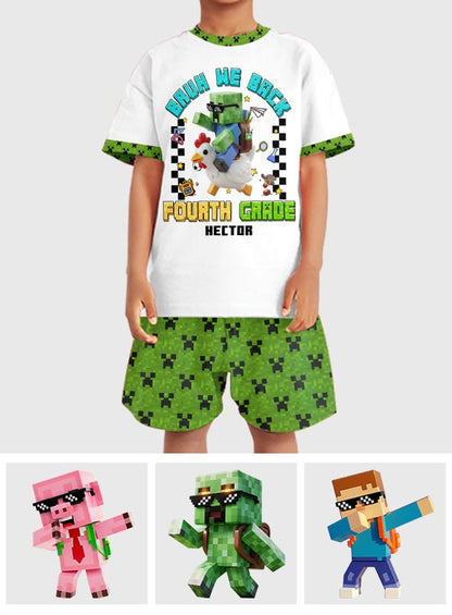 Bruh We Back - Personalized Block World Kid T-shirt & Shorts