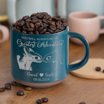 Majestic Dragon Couple - Personalized Couple Engraved Pottery Mug