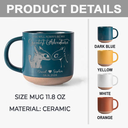 Majestic Dragon Couple - Personalized Couple Engraved Pottery Mug