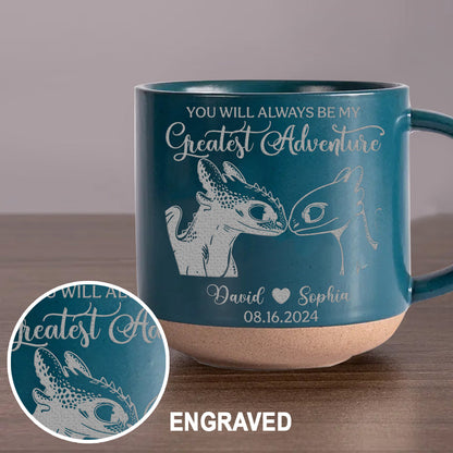Majestic Dragon Couple - Personalized Couple Engraved Pottery Mug