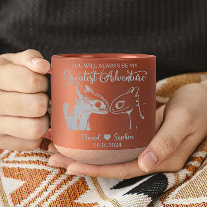Majestic Dragon Couple - Personalized Couple Engraved Pottery Mug