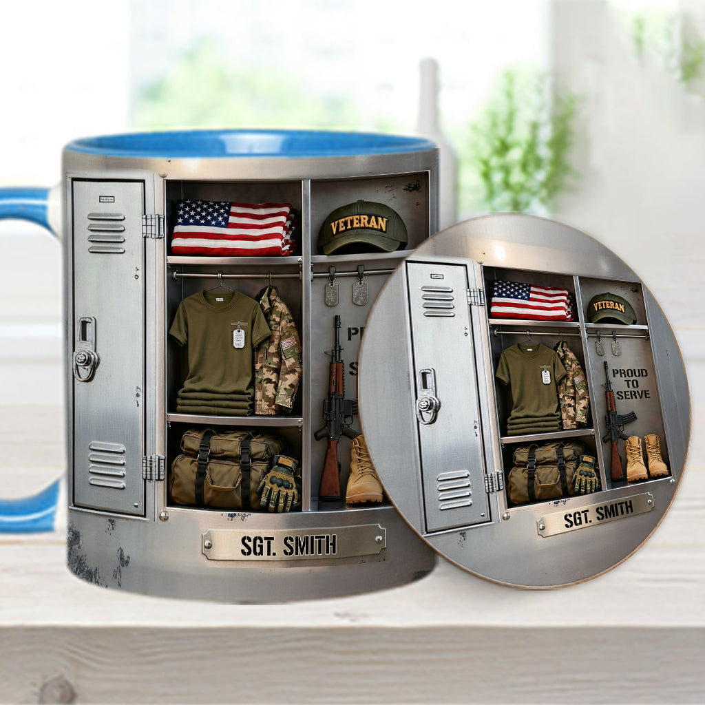 PROUD TO SERVE - Personalized Veteran Accent Mug & Coaster