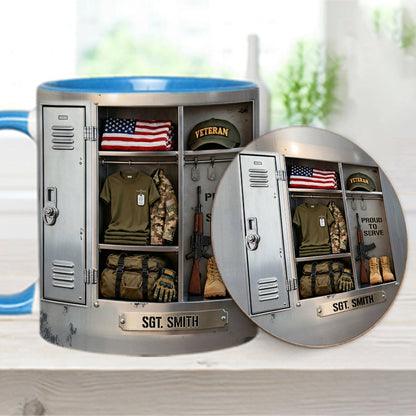 PROUD TO SERVE - Personalized Veteran Accent Mug & Coaster