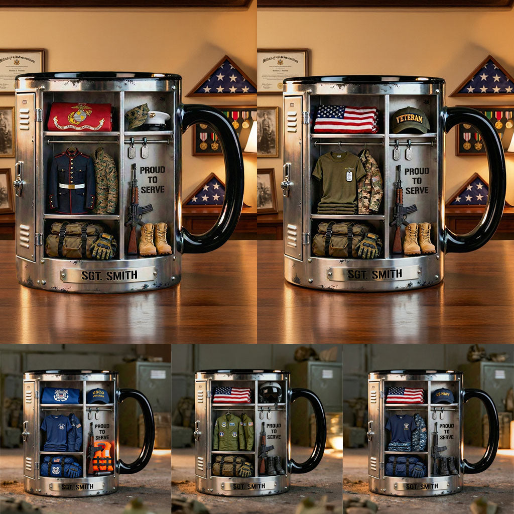PROUD TO SERVE - Personalized Veteran Accent Mug & Coaster