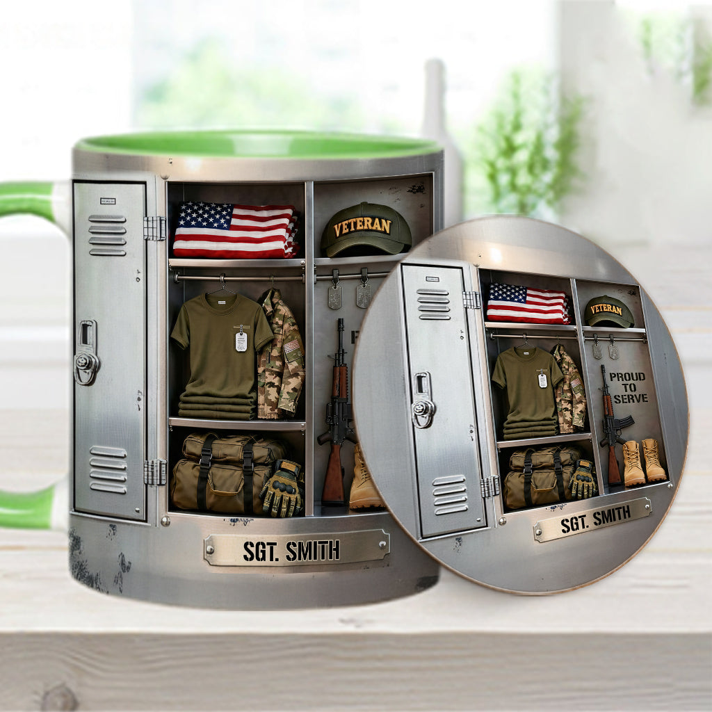 PROUD TO SERVE - Personalized Veteran Accent Mug & Coaster