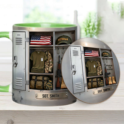 PROUD TO SERVE - Personalized Veteran Accent Mug & Coaster