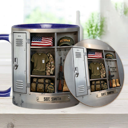 PROUD TO SERVE - Personalized Veteran Accent Mug & Coaster