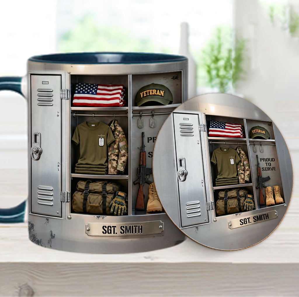 PROUD TO SERVE - Personalized Veteran Accent Mug & Coaster