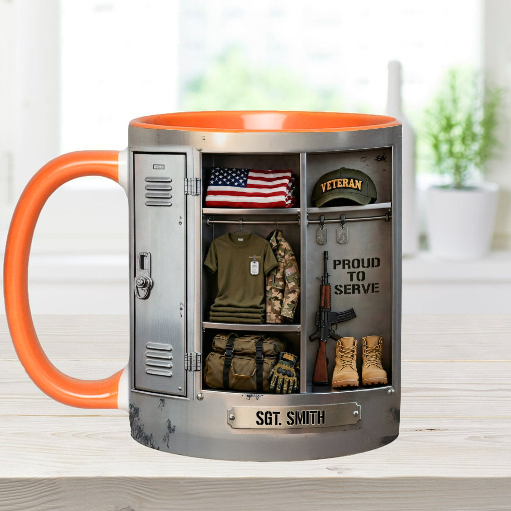PROUD TO SERVE - Personalized Veteran Accent Mug & Coaster