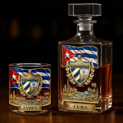 Proud Cuba - Personalized Expats Whiskey Decanter Set
