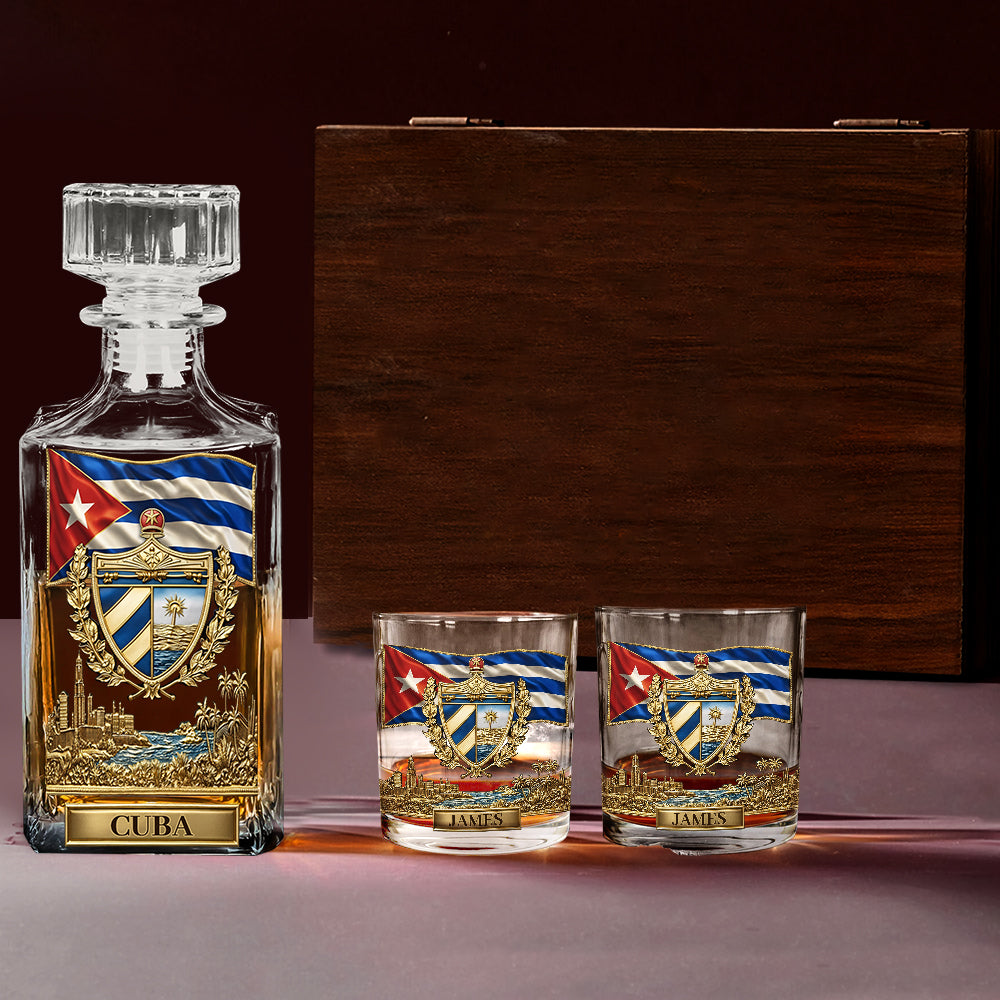 Proud Cuba - Personalized Expats Whiskey Decanter Set