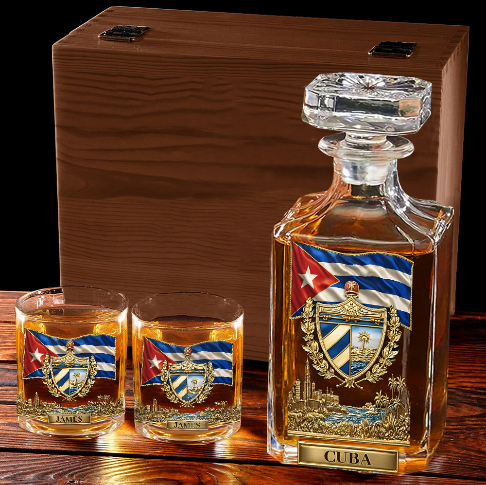 Proud Cuba - Personalized Expats Whiskey Decanter Set