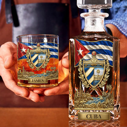 Proud Cuba - Personalized Expats Whiskey Decanter Set
