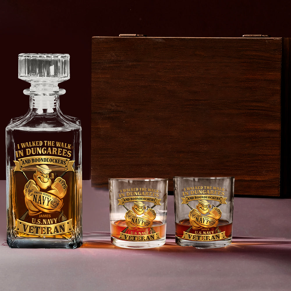 I Walked The Walk - Personalized Veteran Whiskey Decanter Set