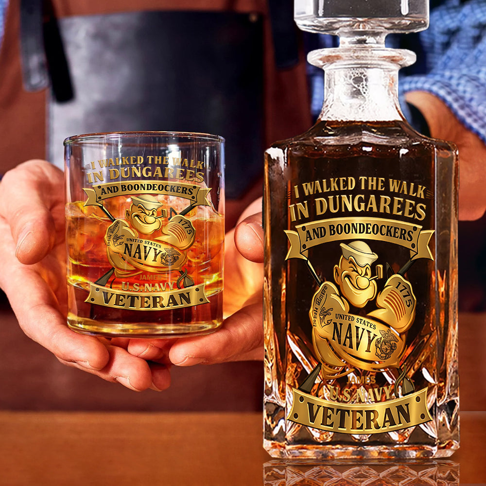 I Walked The Walk - Personalized Veteran Whiskey Decanter Set