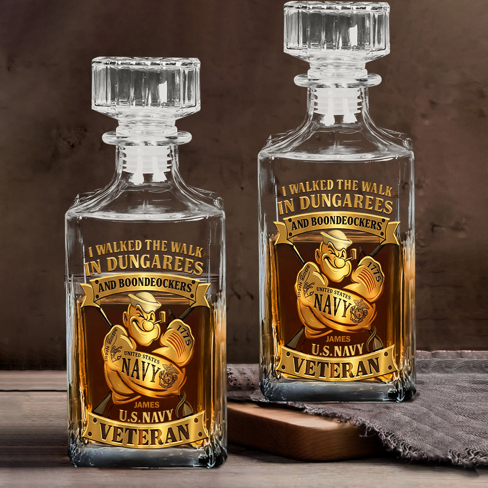 I Walked The Walk - Personalized Veteran Whiskey Decanter Set